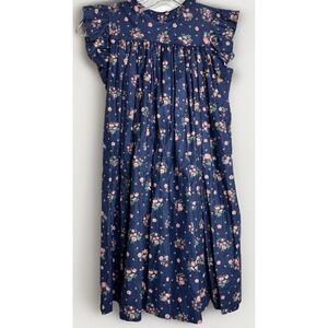 SIMI Size 6 Vintage Girl Dress Blue Ruffle Floral Cottagecore Easter
